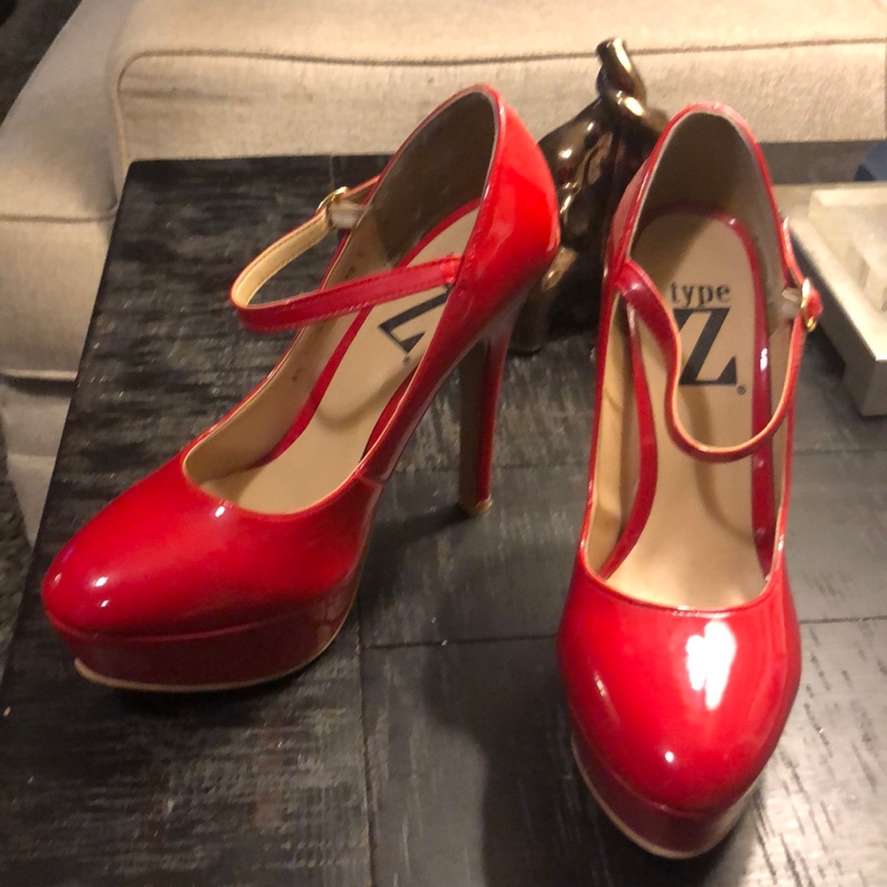 Type Z Red Patent  Platform Heels Lola Mary Janes